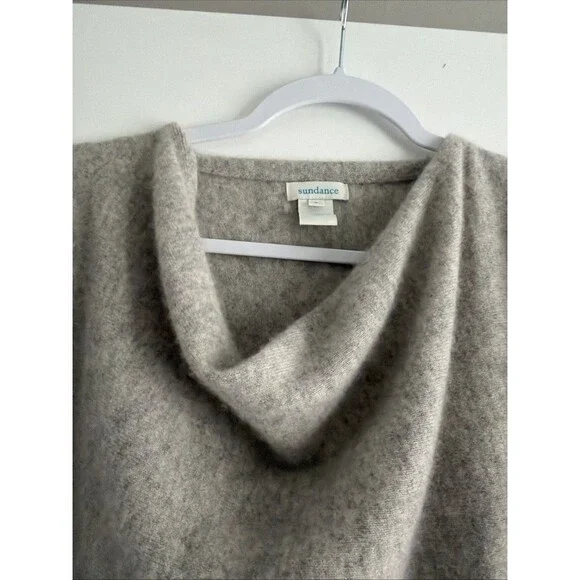 Sundance Woman’s Sweater S Beige 100% Cashmere Solid Scoop Neck Long Sleeve - Picture 4 of 5